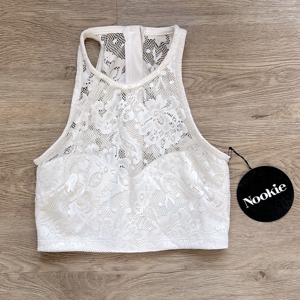 Ivory lace crop top